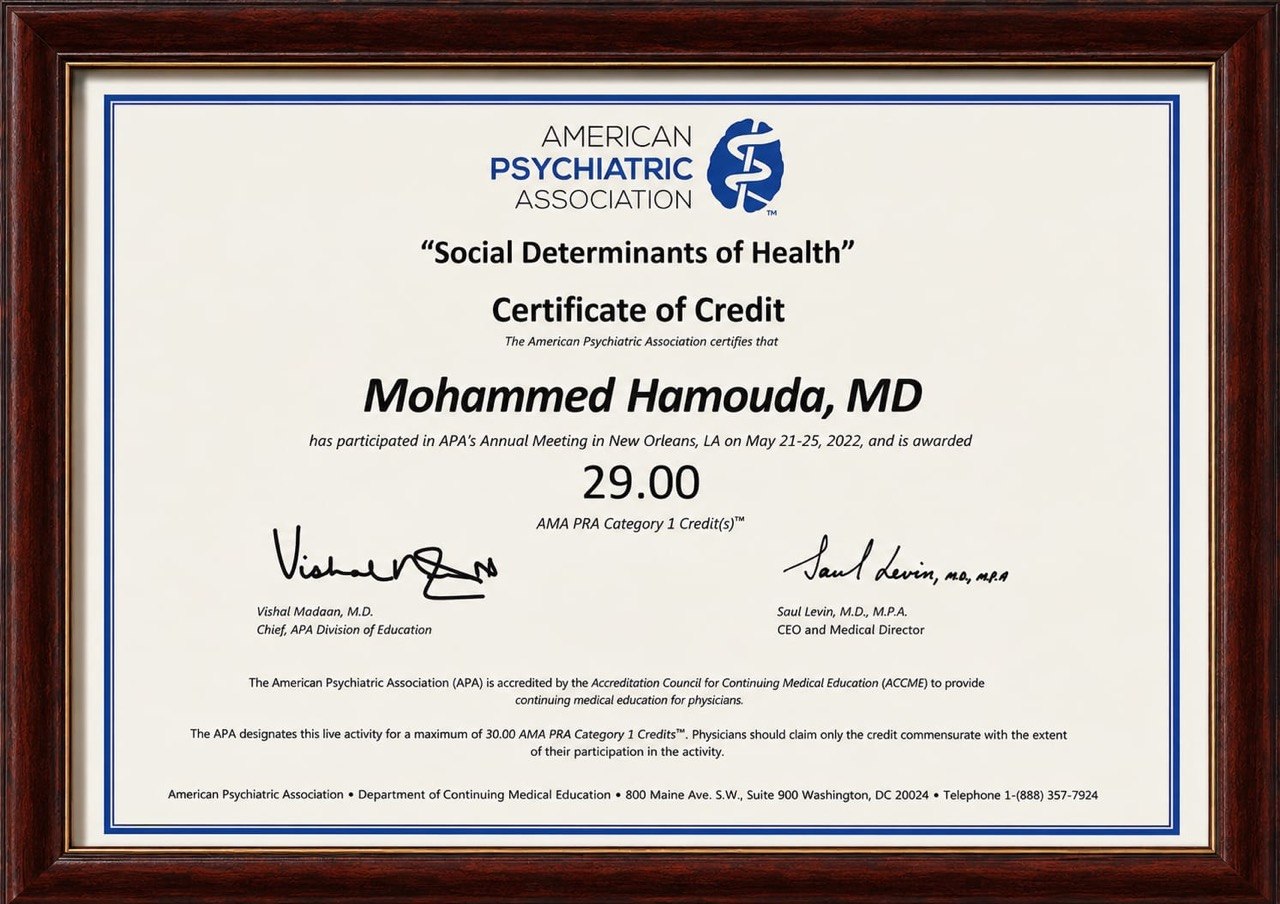 شهادة اعتماد (تعليم طبي مستمر) في مؤتمر: المحددات الاجتماعية للصحة. | Certificate of Credit: Social Determinants of Health.